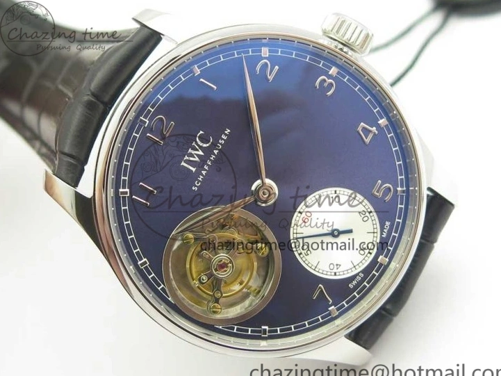 MIROTIME 0227 Seasonal Portuguese Tourbillon IW5463 SS ZF Best Edition Blue Dial on Black Leather Strap 7171
